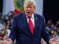 U.S. President Donald Trump gestures