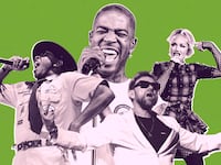 A photo illustration showing Kid Cudi, No Doubt, Blur and Tyler the Creator performing at Coachella 2024.