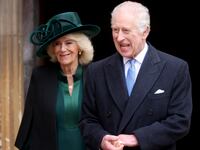 Britain's King Charles and Queen Camilla leave after attending the Easter Matins Service at St. George's Chapel, Windsor Castle, Britain March 31, 2024.