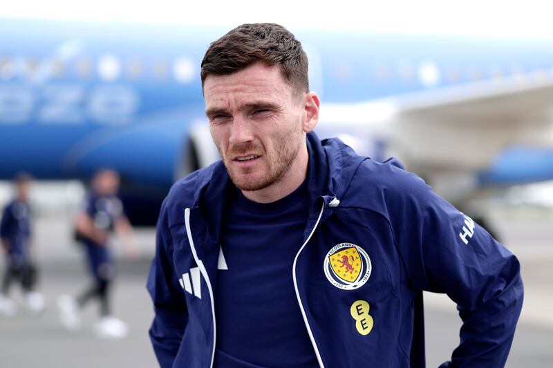 CHARLOTTE, NORTH CAROLINA - JUNE 07: Team captain Andrew Robertson #3 of Scotland arrives at Charlotte Douglas International Airport ahead of the FIFA World Cup 2026 on June 07, 2026 in Charlotte, North Carolina. (Photo by Kara Durrette/Getty Images)