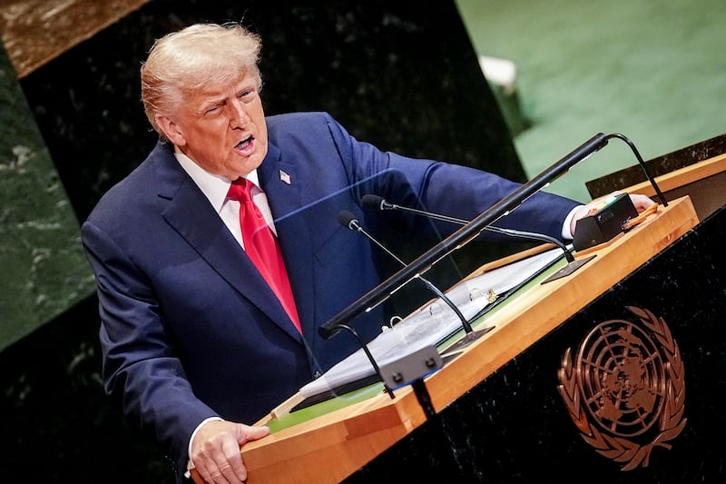 President Donald Trump speaks at the general debate of the UN General Assembly.