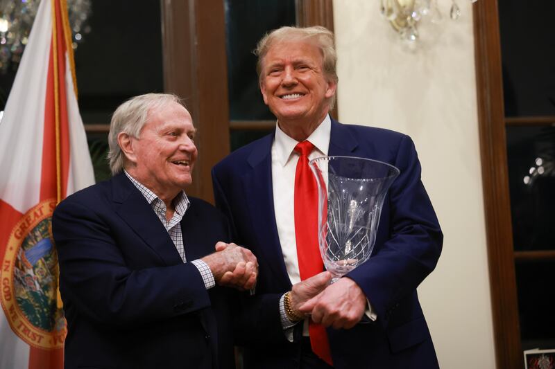 Donald Trump is expected to be in New York in the morning for a court appearance in his Manhattan criminal prosecution case. (Photo by Joe Raedle/Getty Images)