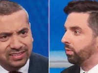 British-American journalist Mehdi Hasan, left, and Ryan Girdusky on CNN.