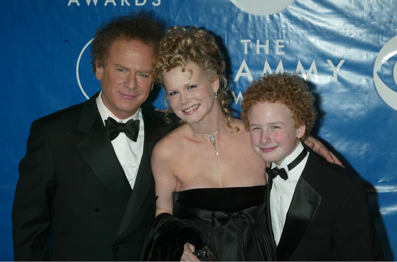 Art Garfunkel with his wife, Kim, and son, Arthur Garfunkel Jr., formerly James, at the 45th annual Grammy Awards in 2003.