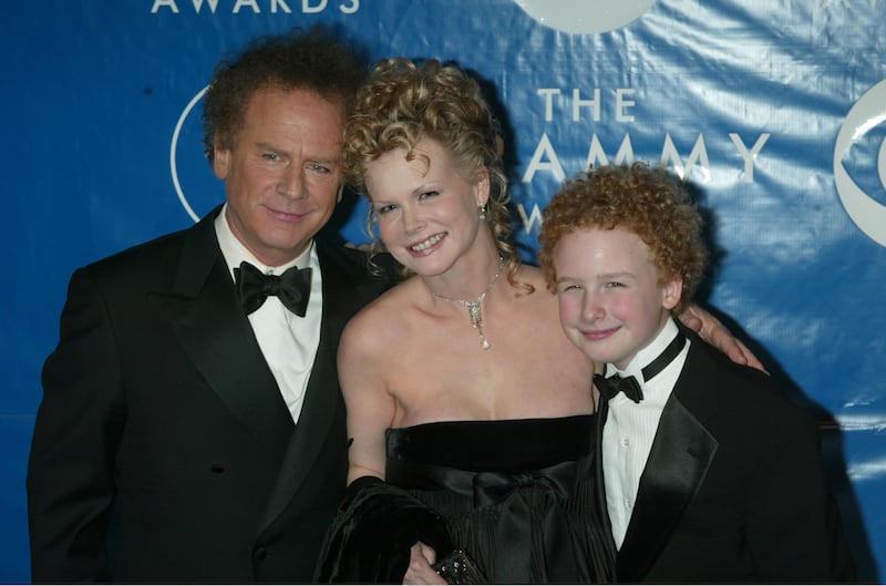 Art Garfunkel with his wife, Kim, and son, Arthur Garfunkel Jr., formerly James, at the 45th annual Grammy Awards in 2003.