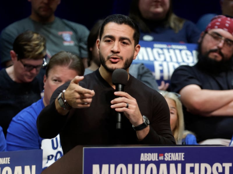 Michigan Democratic Senate candidate Abdul El-Sayed speaks at a midterm campaign rally in Grand Rapids, Michigan on October 25, 2026.