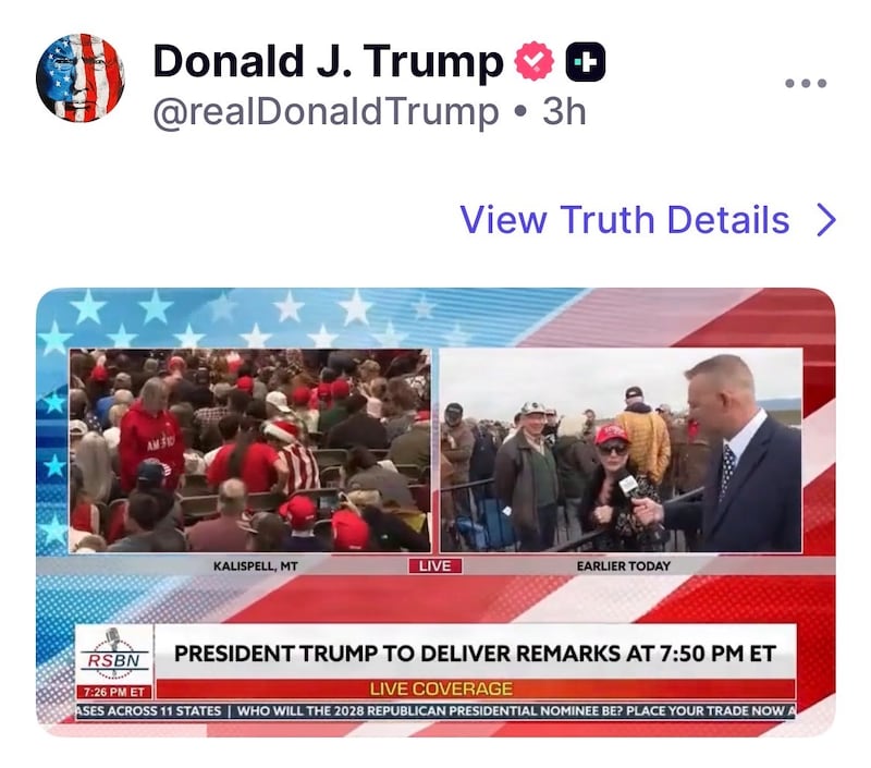 Down in the polls, Trump responded by posting videos of fans singing his praises.