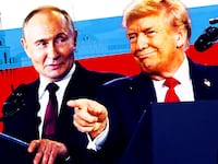 Putin and Trump at their joint press conference in Alaska.