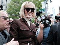 Writer E. Jean Carroll leaves a Manhattan court house after a jury found former President Donald Trump liable for sexually abusing her