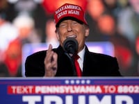 Republican presidential candidate, former President Donald Trump speaks at a rally in Schnecksville, Pennsylvania.