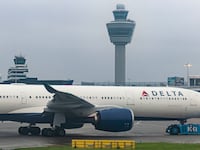 Delta Air Lines Airbus A330-900neo wide body passenger aircraft spotted while towed in Amsterdam Schiphol Airport in Amsterdam, Netherlands on April 11, 2024
