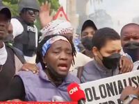 Auma Obama, a Kenyan-British activist, showed up to support demonstrators taking part in nationwide protests against proposed tax hikes.