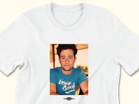 A T-shirt with an old photo of Doug Emhoff on it.