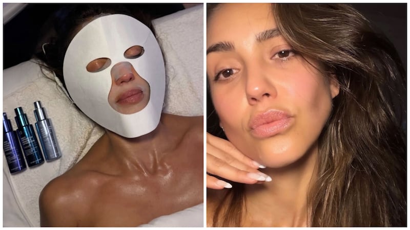 Jessica Alba doing skincare treatments