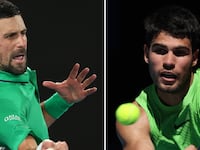 In this composite image a comparison has been made between Novak Djokovic of Serbia (L) and Carlos Alcaraz of Spain. They will meet in the Australian Open Men’s Final on February 1,2026 at Melbourne Park in Melbourne, Australia.