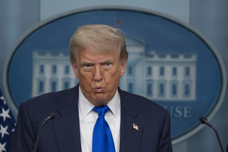 WASHINGTON DC, UNITED STATES - JUNE 27: United States President Donald Trump speaks at the White House Press Briefing room in Washington DC., United States on June 27, 2025. (Photo by Celal Gunes/Anadolu via Getty Images)