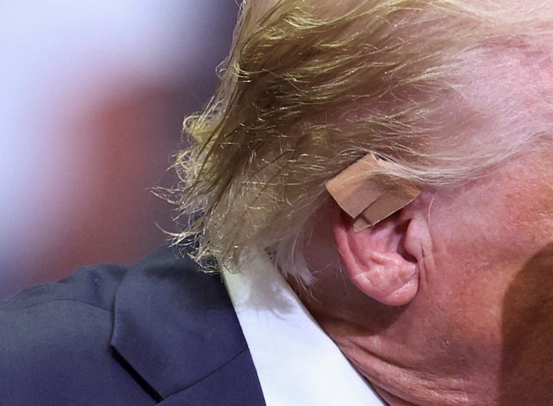 Donald Trump's ear with a small bandage