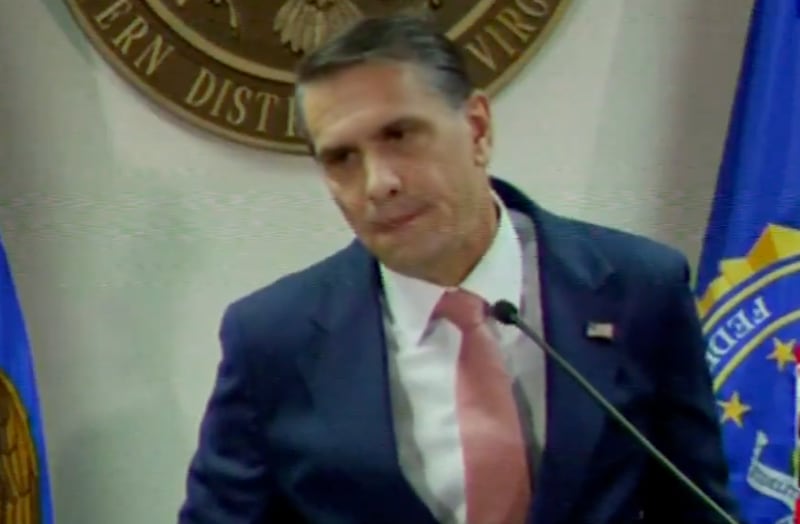 Attorney General Todd Blanche holding a press conference in Virginia about the charges brought against Virginia state Sen. Louise Lucas.
