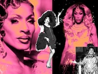 A photo illustration of drag queens from 'We're Here'.