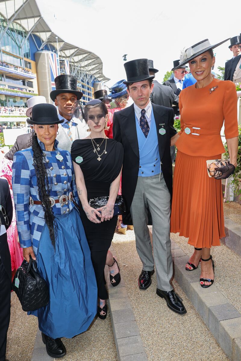 Golda Rosheuvel, Eric Underwood, Kelly Osbourne, Daniel Fletcher, and Vanessa Williams are pictured as they attend Day 1 of Royal Ascot at Ascot, Royal Borough of Windsor and Maidenhead on June 16, 2026, in Ascot, England