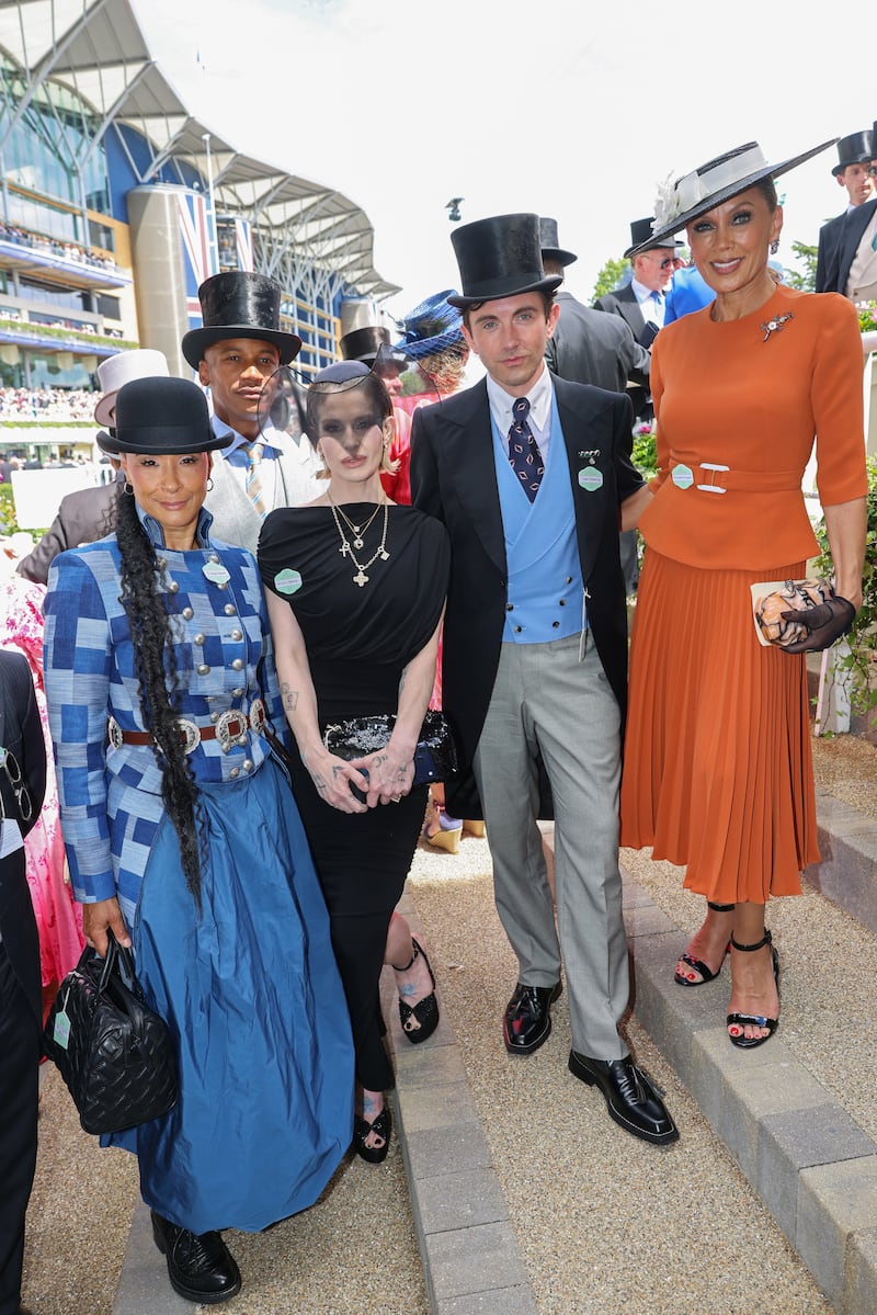 Golda Rosheuvel, Eric Underwood, Kelly Osbourne, Daniel Fletcher, and Vanessa Williams are pictured as they attend Day 1 of Royal Ascot at Ascot, Royal Borough of Windsor and Maidenhead on June 16, 2026, in Ascot, England