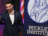 Ben Shapiro is introduced at a Buckley Institute event