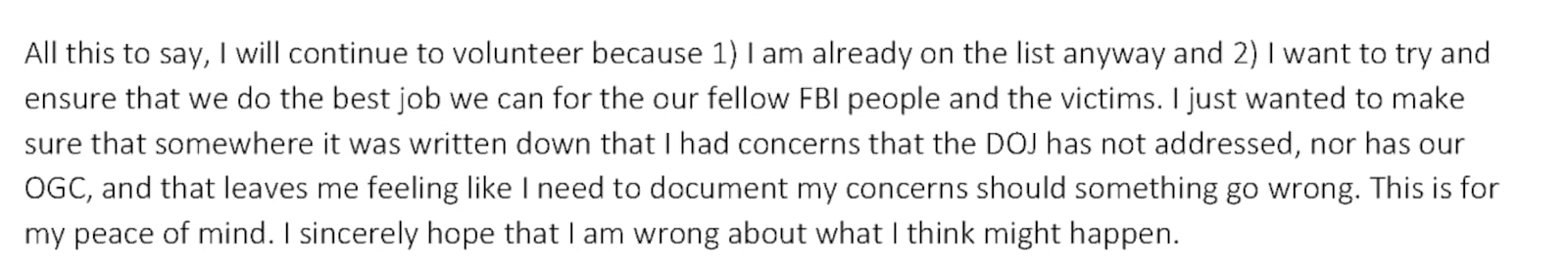 The FBI staffer insisted that they would remain professional, even if their employer wasn’t. FBI / FOIA