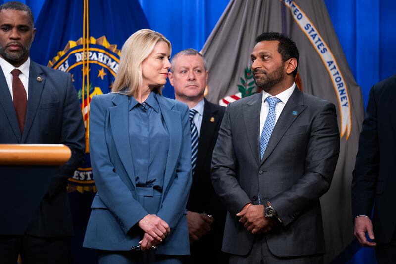Attorney General Pam Bondi and FBI Director Kash Patel conduct a news conference at the Department of Justice on Thursday, December 4, 2025.