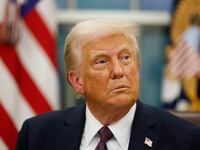 Donald Trump in the Oval Office shortly after his swearing-in ceremony on Jan. 20, 2025.