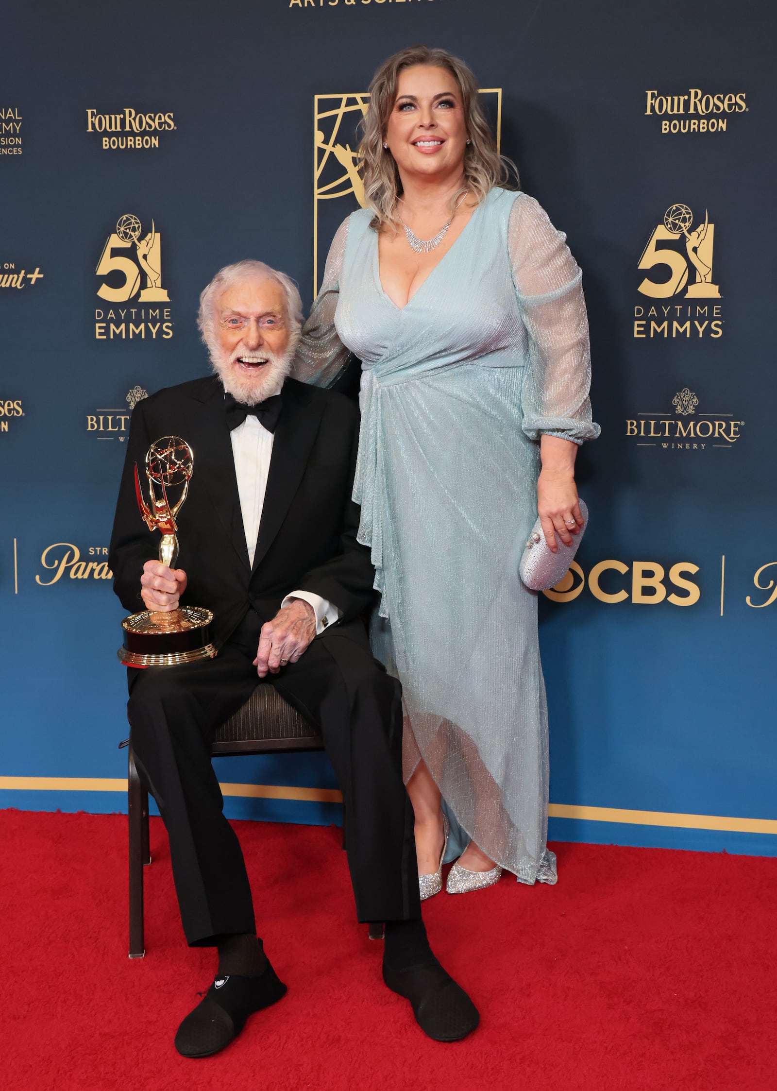 Dick Van Dyke and Arlene Silver pose at the 51st annual Daytime Emmys Awards in Los Angeles on June 7, 2024.