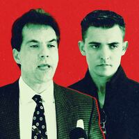 A photo illustration of Jack Burkman and Jacob Wohl.