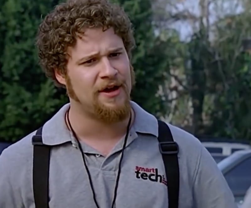 Seth Rogen stars as Cal, an electronics store employee in the 2005 comedy "The 40-Year-Old Virgin."