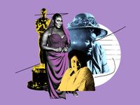 A photo illustration of Danielle Brooks with an Oscar statuette