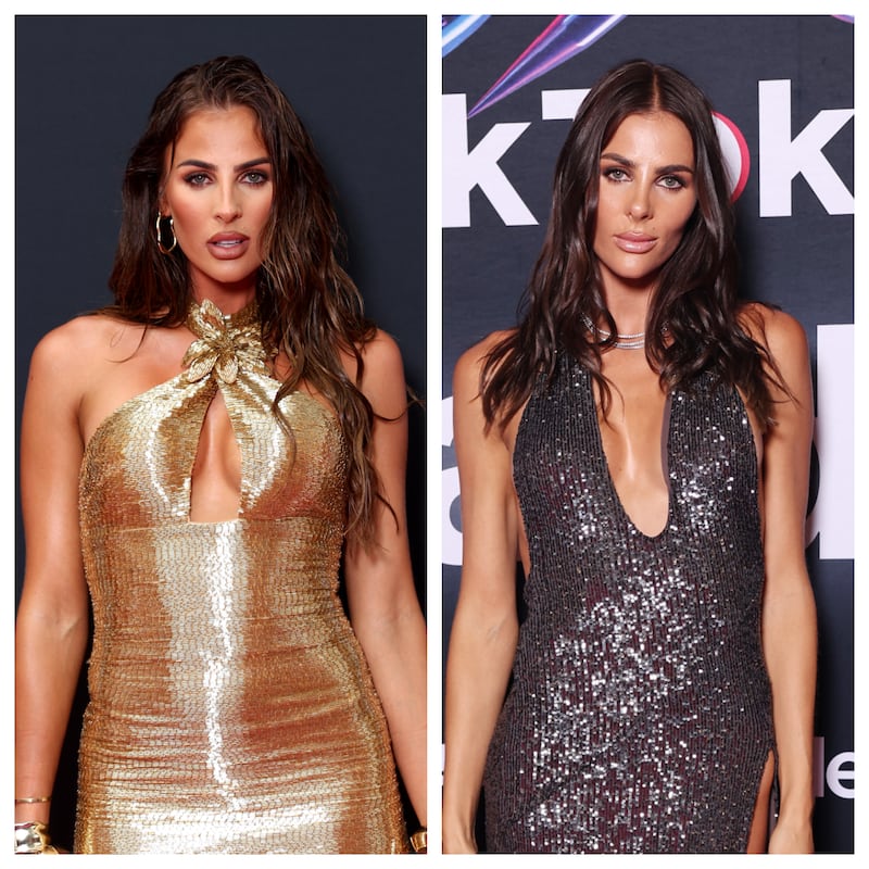 On the left, Indy Clinton in November 2024, before her rhinoplasty; on the right, Clinton in November 2025, after her second surgery.