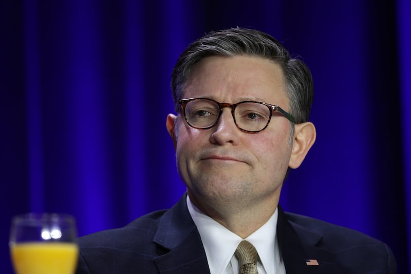 WASHINGTON, DC - FEBRUARY 05: Speaker of the House Mike Johnson (R-LA) attends the 74th annual National Prayer Breakfast at the Washington Hilton on February 5, 2026 in Washington, DC. President Trump is joined by bipartisan Congressional members, business, and religious leaders to pray for the nation. (Photo by Alex Wong/Getty Images)