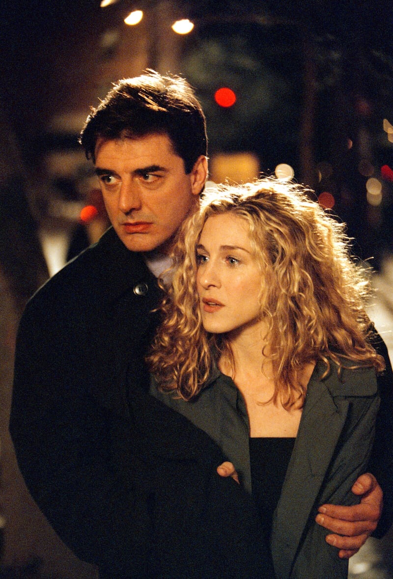 Actors Sarah Jessica Parker, as Carrie Bradshaw, and Chris Noth, John James Preston or Mr. Big on "Sex and the City"