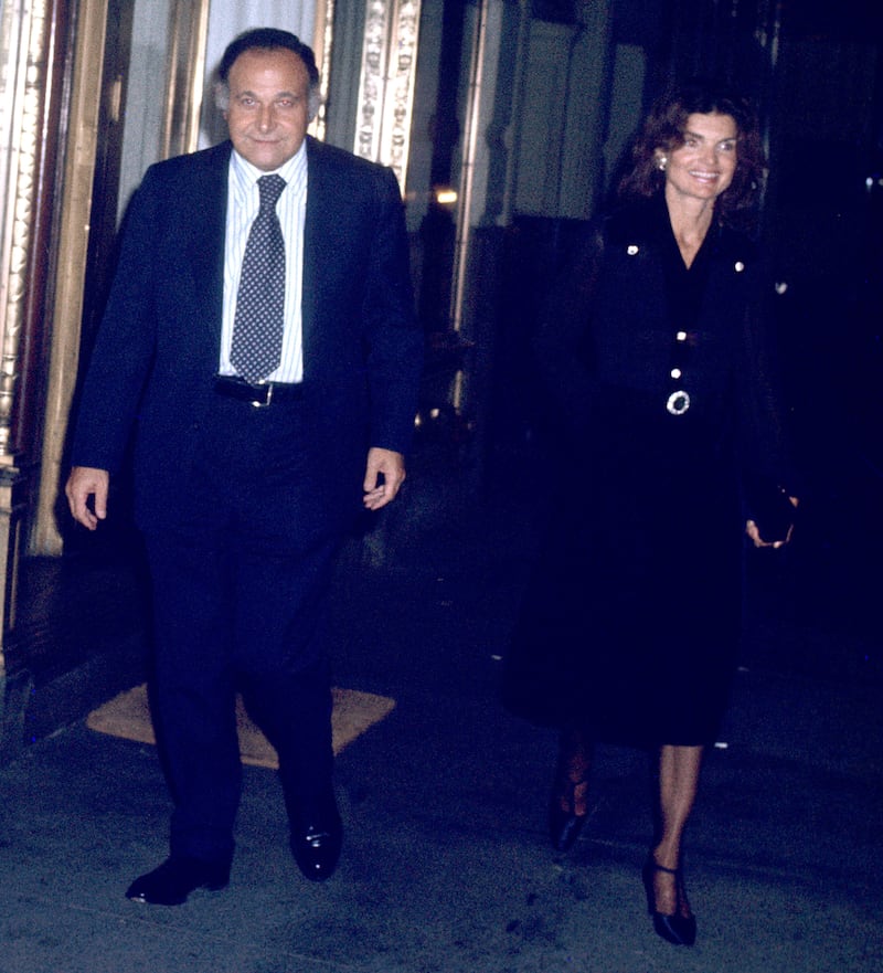 Jackie Onassis and Maurice Tempelsman in 1975 following the death of her husband, Aristotle Onassis earlier that year.