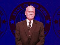 A photo illustration of José Maldonado and the seal of the NY State Attorney General’s office.