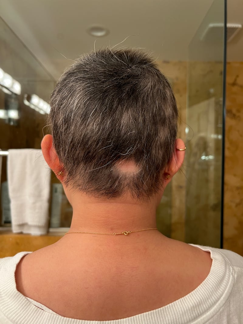 Kianna's hair after her big haircut.