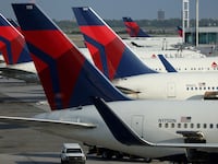 Delta Air Lines planes are seen at John F. Kennedy International Airport on the July 4th weekend in Queens, New York City, July 2, 2022.