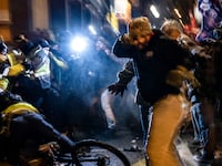 Scene of Proud Boys scuffling with DC Police