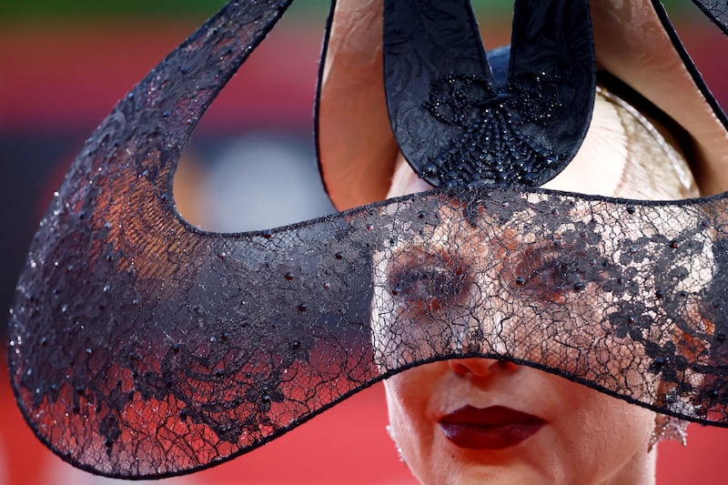 Lady Gaga poses on the red carpet during the Venice Film Festival on September 4, 2024.