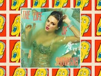 A photo illustration of Taylor Swift's The Life of a Showgirl and a pattern of a screaming person.