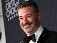 TV host Jimmy Kimmel poses in the press room with the Best Talk Show award for "Jimmy Kimmel Live!" during the 31st Annual Critics Choice Awards at Barker Hangar in Santa Monica, California, on January 4, 2026.