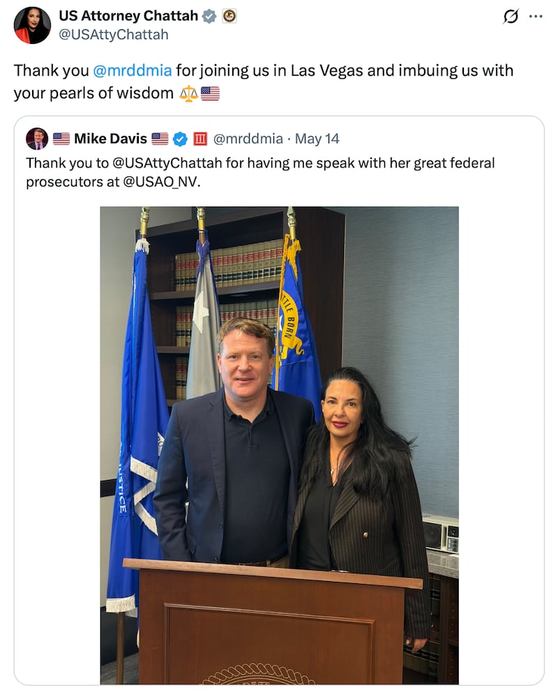 Sigal Chattah posts a happy snap with Mike Davis.
