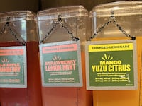 Dispensers for Charged Lemonade, a caffeinated lemonade drink, at Panera Bread, Walnut Creek, California, March 27, 2023.
