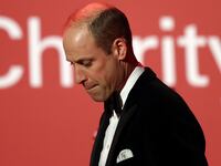 Britain's Prince William, Prince of Wales, leaves the stage after delivering a speech during the London's Air Ambulance Charity Gala Dinner at The OWO, in central London, Britain, February 7, 2024.