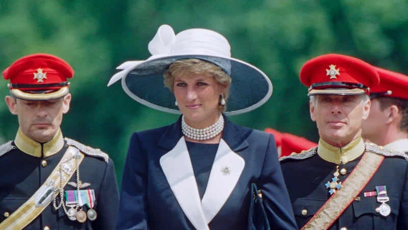 BERGEN - HOHNE, GERMANY - JULY 22: Diana, Princess of Wales presents new colours to the Light Dragoon Guards Regiment in Bergen-Hohne, Germany, on July 22 1995.