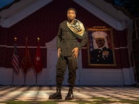 Ato Blankson-Wood performing Hamlet in Central Park during The Public’s Free Shakespeare in the Park