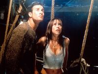 Freddie Prinze Jr and Jennifer Love Hewitt are pictured a scene from the 1998 horror film 'I Still Know What You Did Last Summer.'